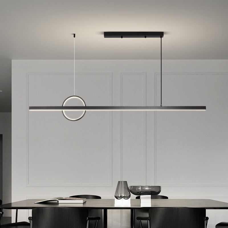 Copper Minimalist LED Chandelier with Circle Design for Modern Living Room