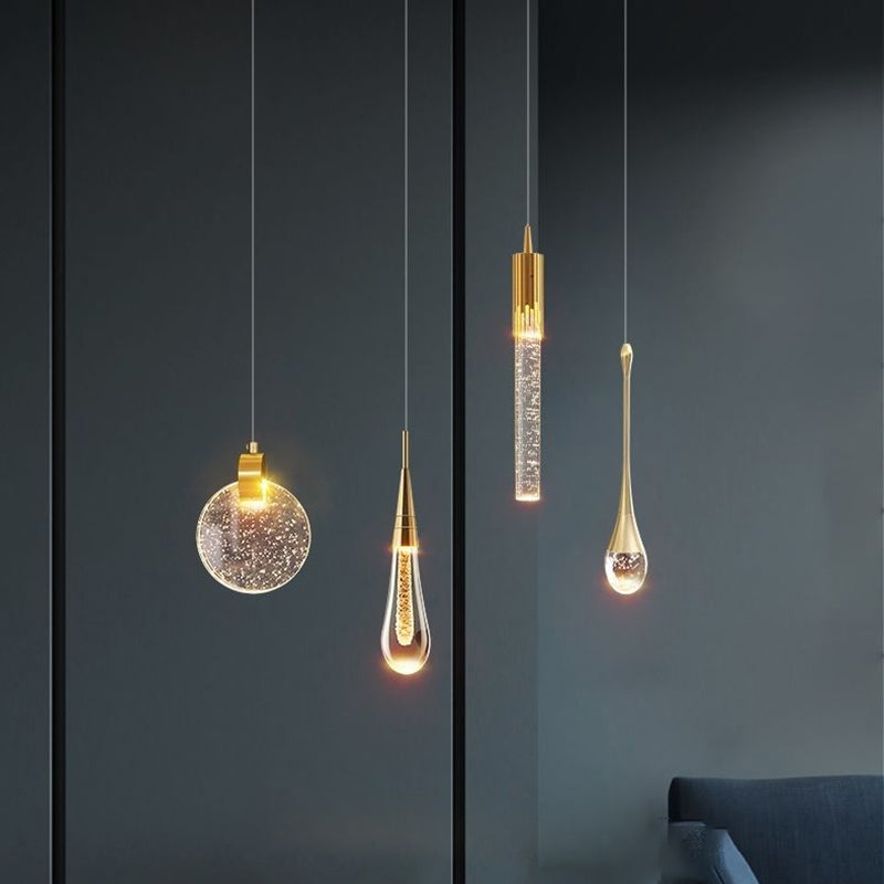 Scandinavian Water Drop Crystal LED Chandelier for Bedroom Decor