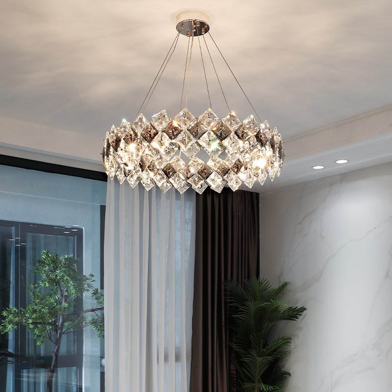 Modern Crystal Circular Chandelier with Plated Hardware for Living Room