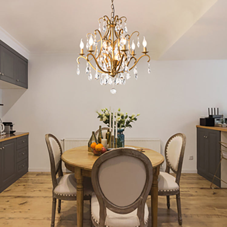 Classic French Crystal Candelabra Iron Chandelier for Living Room Elegance