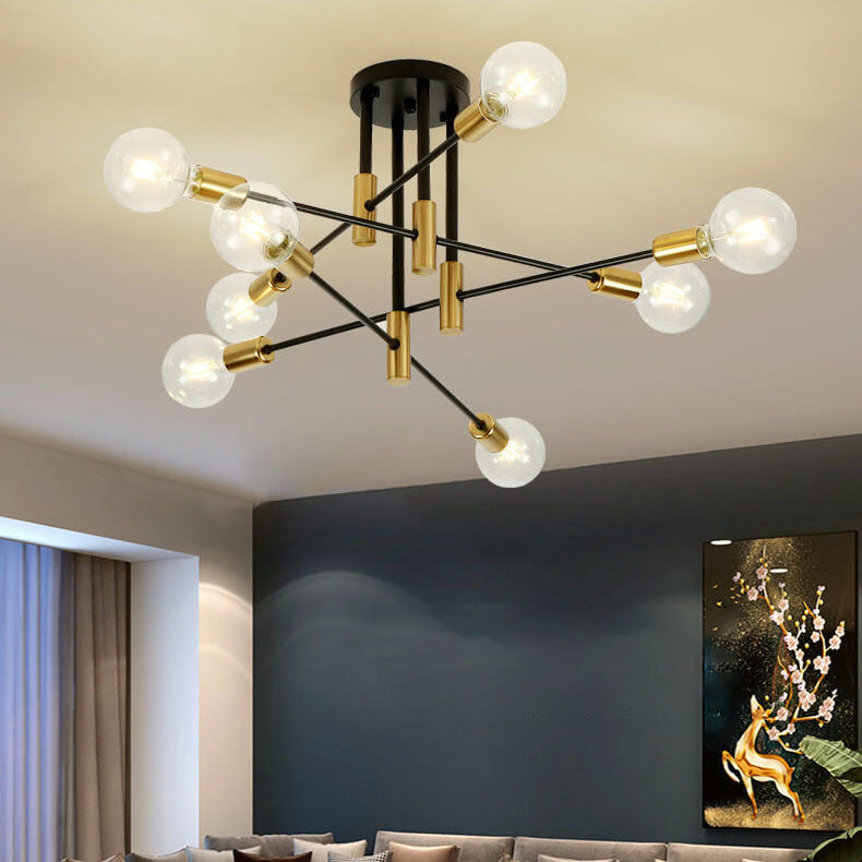Nordic Minimalist Black Iron 4/6/8-Light Chandelier for Kitchen Island