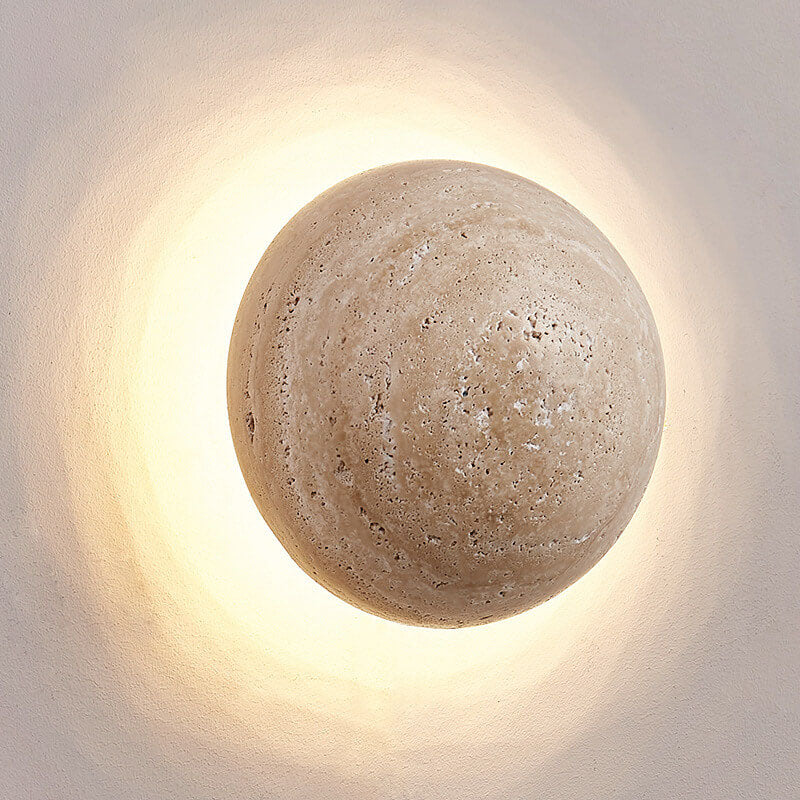 Elegant Yellow Travertine Wabi-Sabi LED Wall Sconce for Hallway Decor