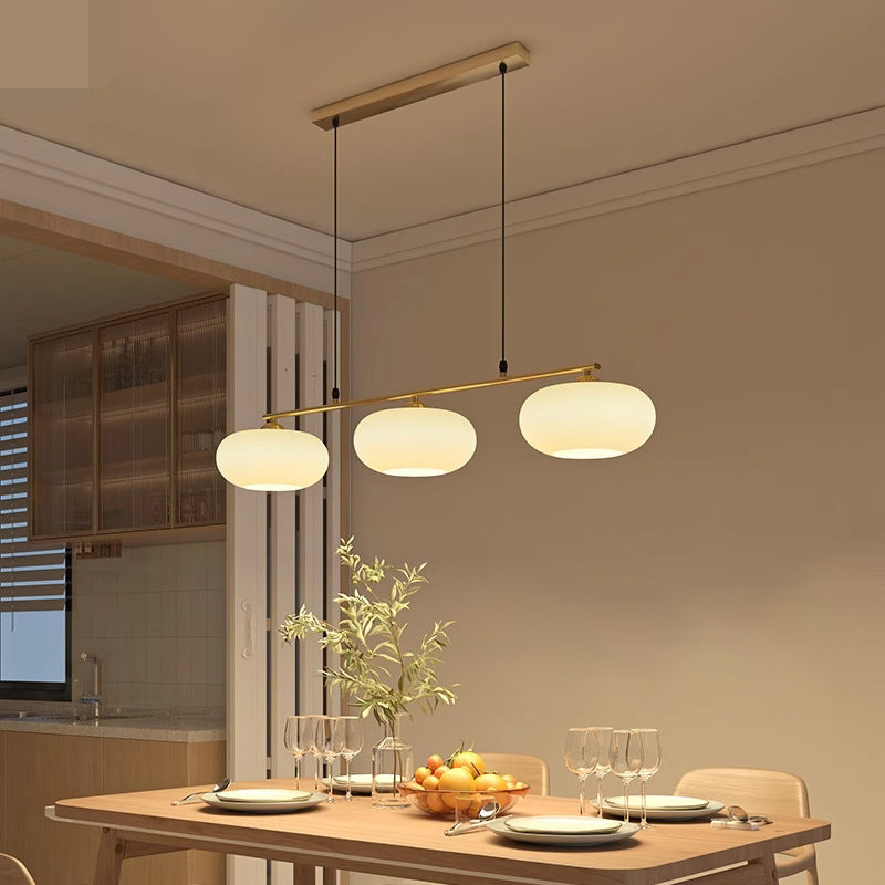Modern Minimalist Persimmon Glass 3-Light Iron Chandelier for Dining Room