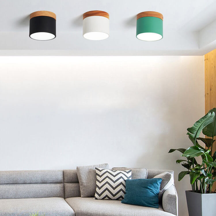 Elegant Scandinavian Solid Color LED Flush Mount Ceiling Light for Home