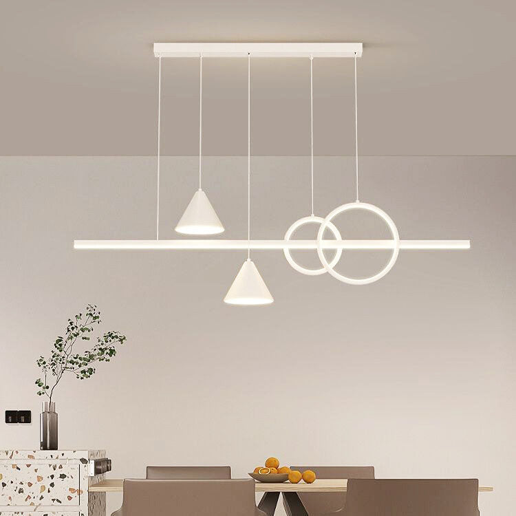 Contemporary Black Iron & Acrylic LED Chandelier for Dining Room Island