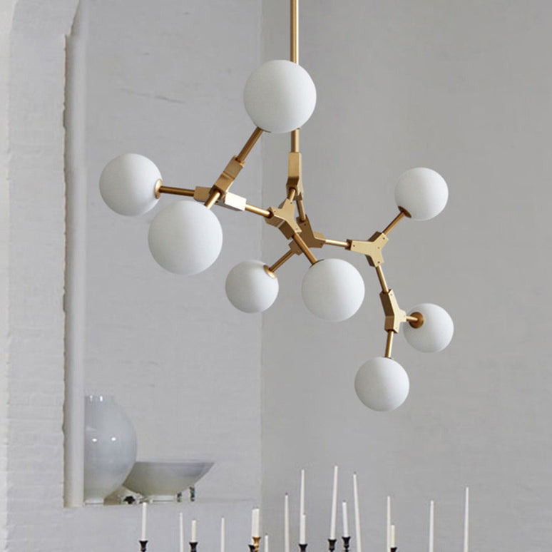 Scandinavian Glass & Iron Chandelier, 6/8 Lights for Modern Bedrooms