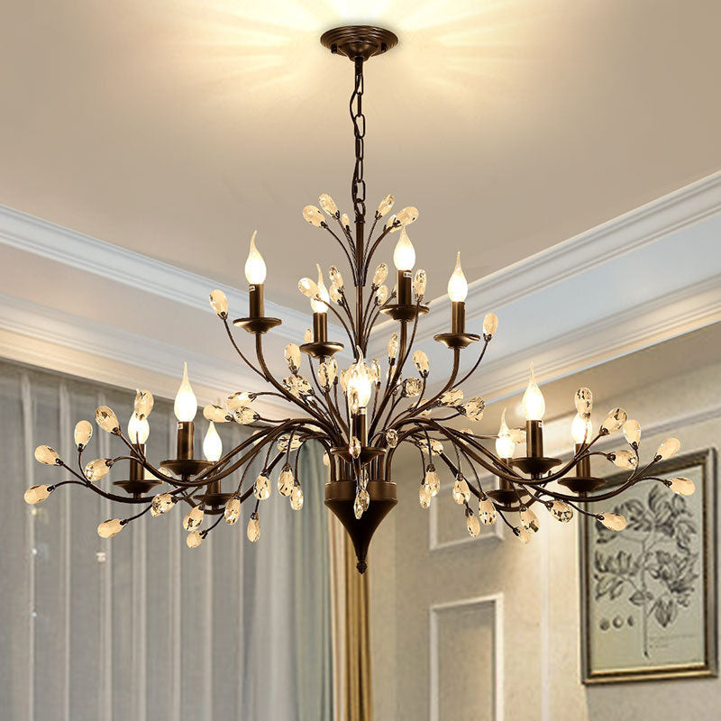 Rustic Black Iron Candelabra Chandelier for Vintage Dining Room Lighting