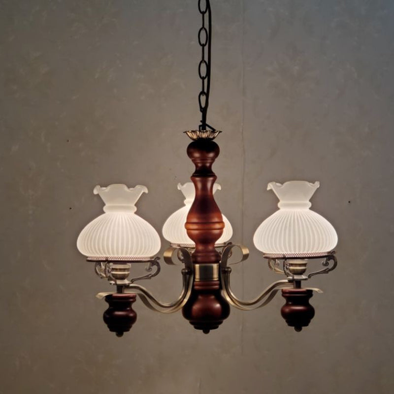 Rustic Iron and Wood 3-Light Candelabra Chandelier for Living Room