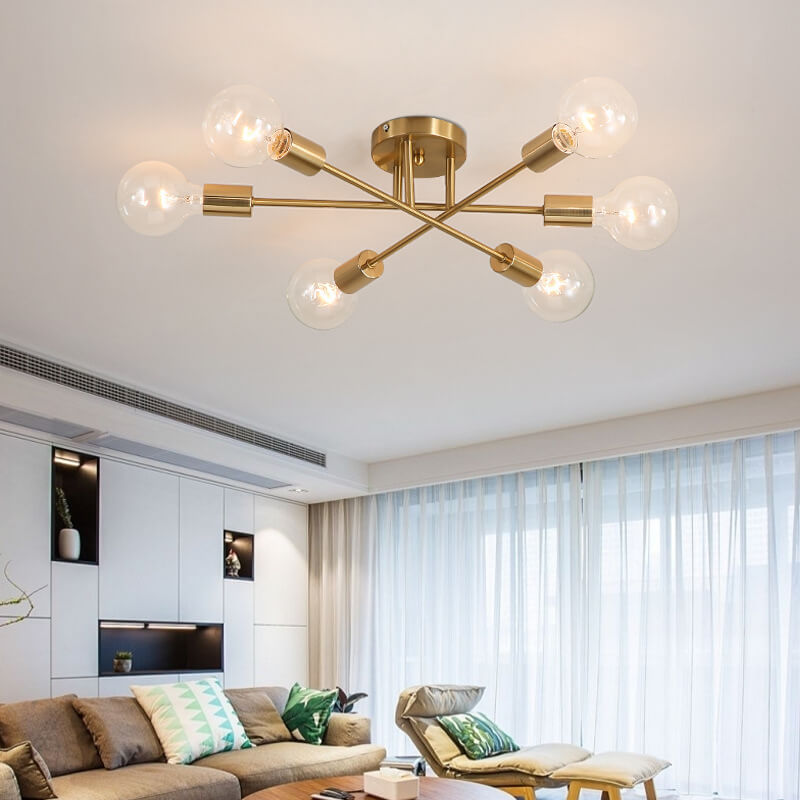 Elegant Gold Finish 6-Light Glass Shade Chandelier for Luxurious Spaces