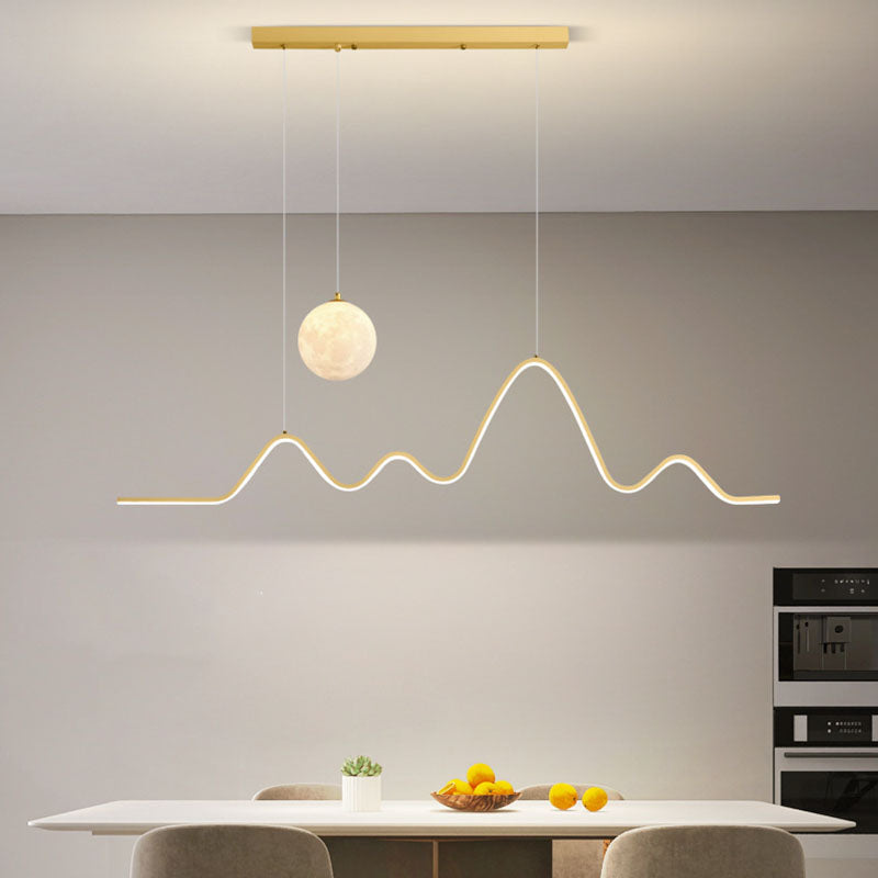 Sleek Silver Corrugated Aluminum LED Chandelier for Dining Room Lighting