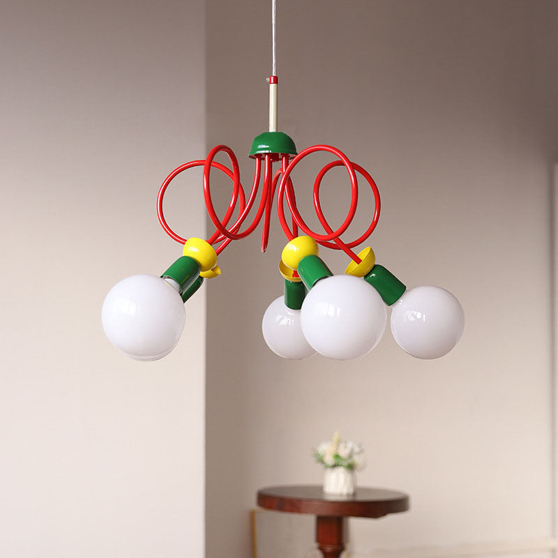 Scandinavian Black Orb Glass Chandelier, 2/3/5 Lights for Bedroom