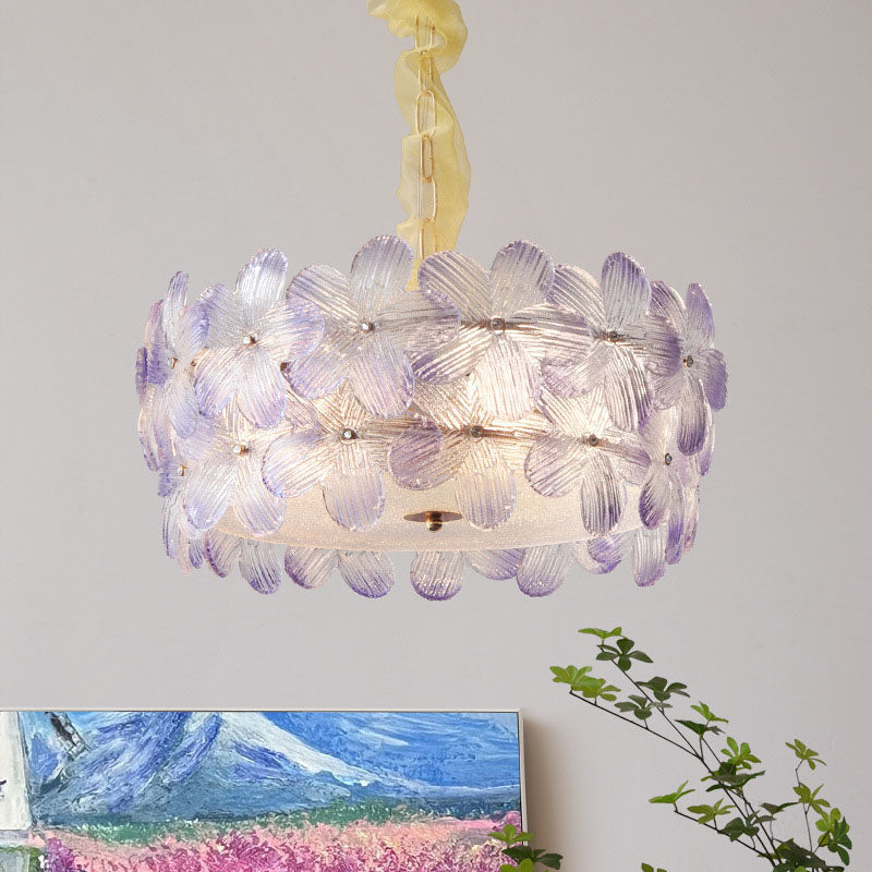 Modern Art Deco Gold Glass & Iron 6/8 Light Chandelier for Living Room