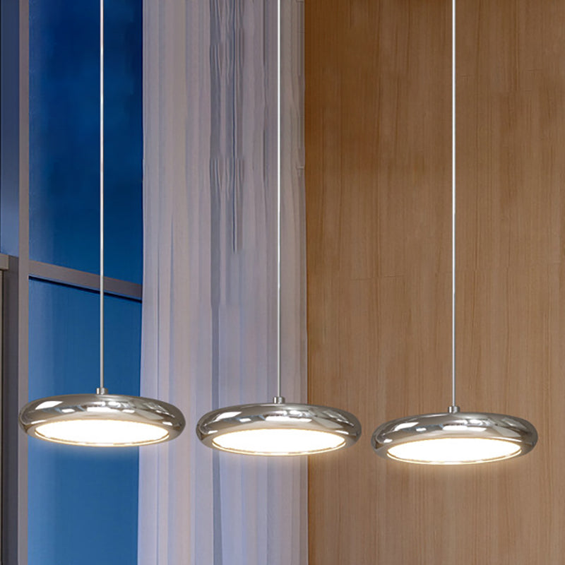 Sleek Stainless Steel LED Island Chandelier for Modern Living Room Design