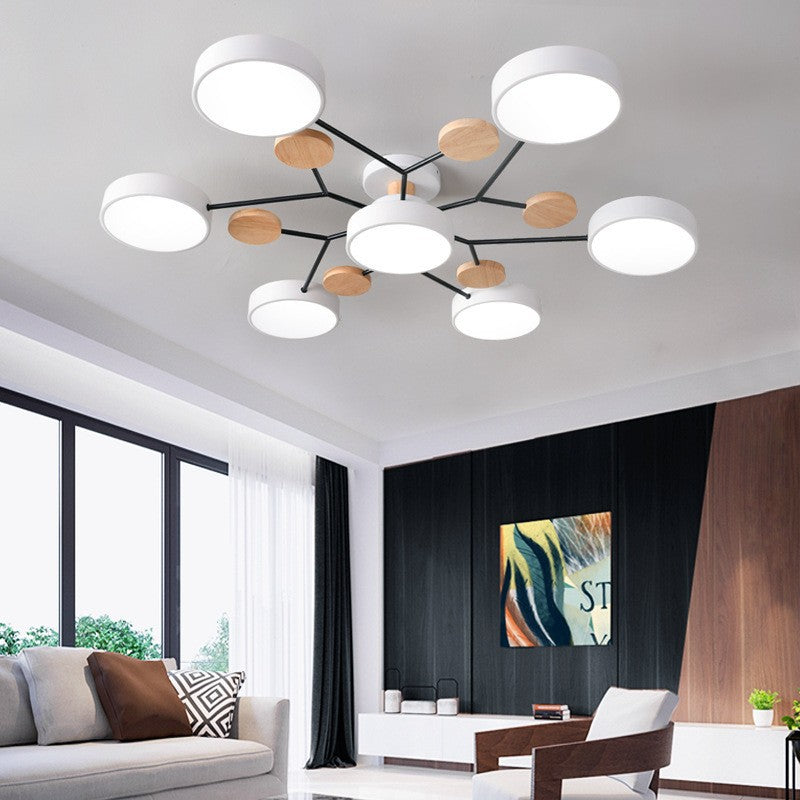 Scandinavian Round LED Semi-Flush Mount Light for Modern Living Room