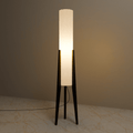 Modern White Fabric Floor Lamp with Wooden Base for Living Room Use