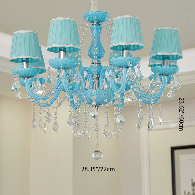 Coastal Crystal Glass Round Chandelier for Living Room, 6/8 Lights