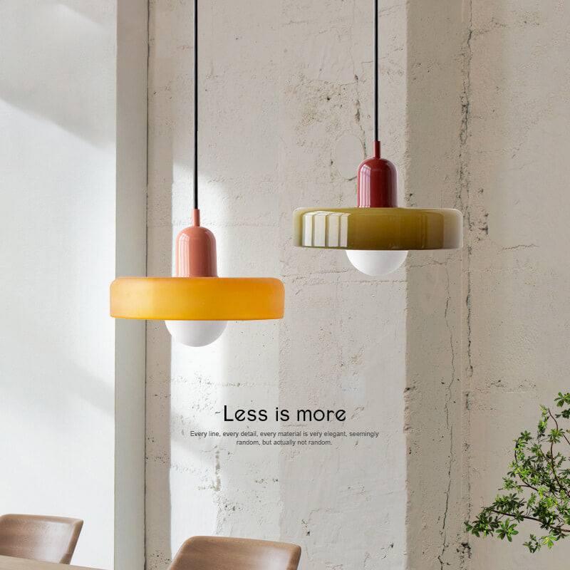 Vintage Colorful Glass Pendant Light Fixture for Dining or Living Room