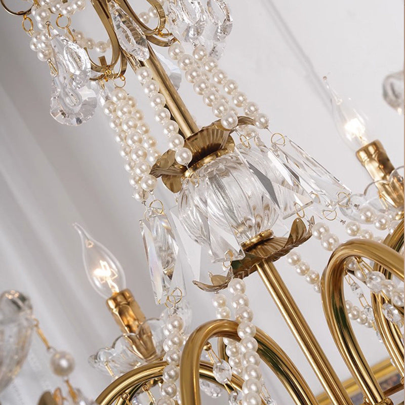 Elegant French Iron Crystal Candelabra Chandelier for Living Room 3/6/8 Lights