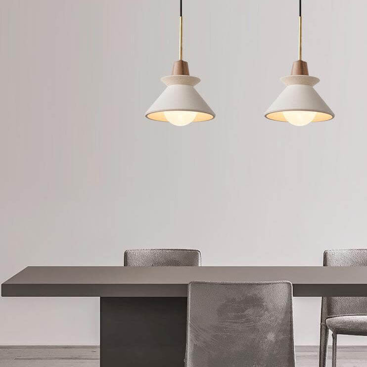 White Cement Nordic Minimalist Tapered Pendant Light for Modern Spaces