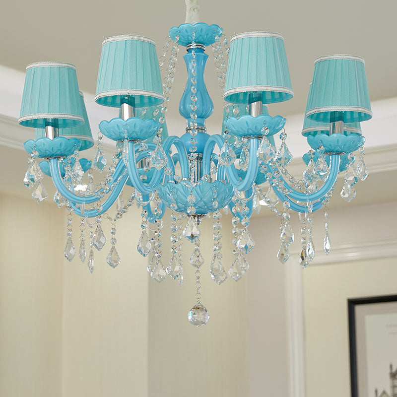 Coastal Crystal Glass Round Chandelier for Living Room, 6/8 Lights