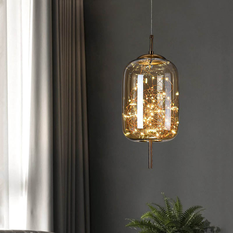 Scandinavian Contemporary Oval Glass Pendant Light for Bedroom Decor