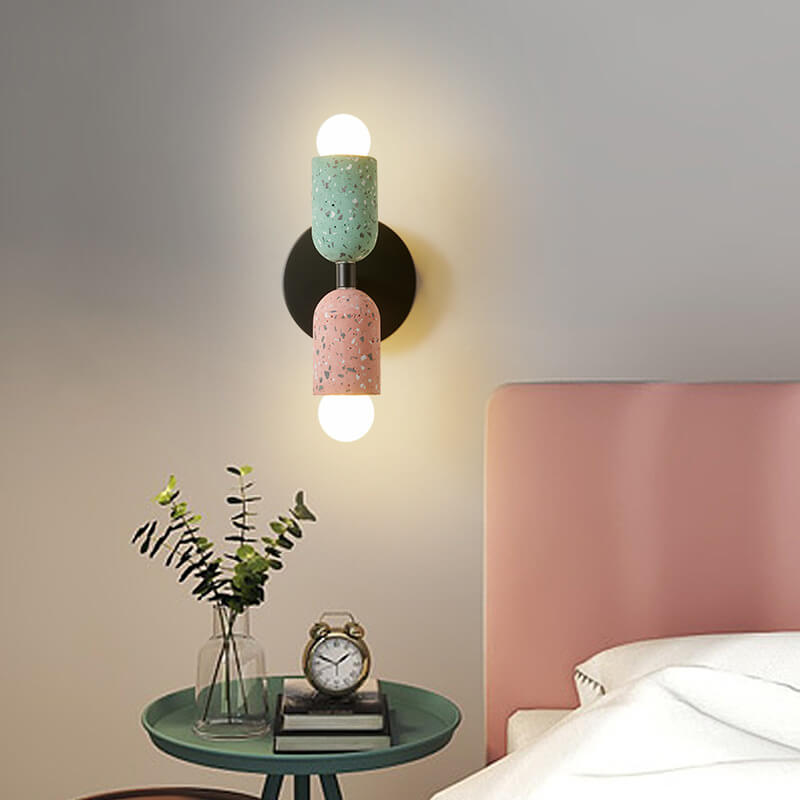Modern Wabi-Sabi Iron & Cement 2-Light Wall Sconce for Living Room