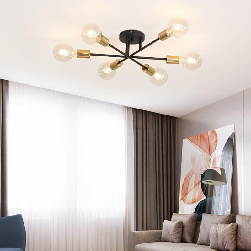 Elegant Gold Finish 6-Light Glass Shade Chandelier for Luxurious Spaces