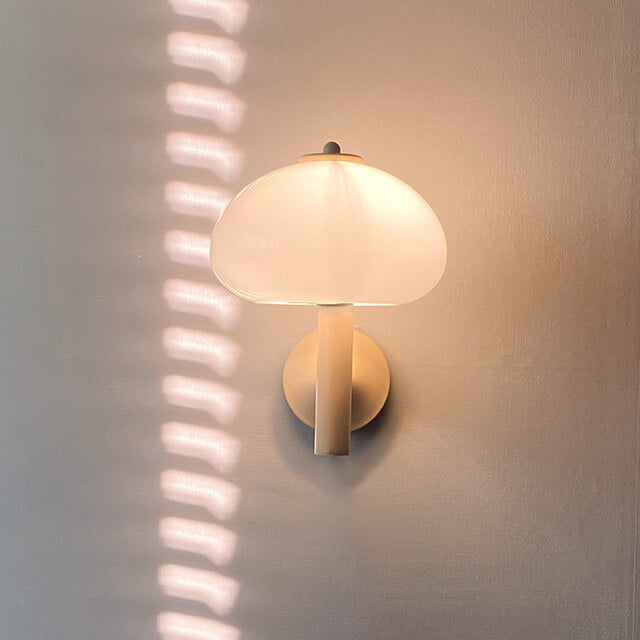 Nordic White Iron and Glass Dome 1-Light Wall Sconce for Bedroom Decor