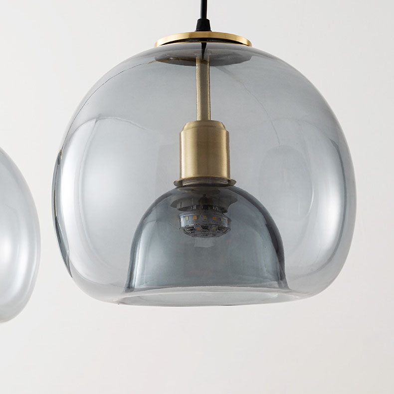 Scandinavian Round Copper Glass Chandelier Island Light for Dining Room