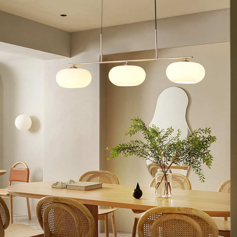 Modern Minimalist Persimmon Glass 3-Light Iron Chandelier for Dining Room