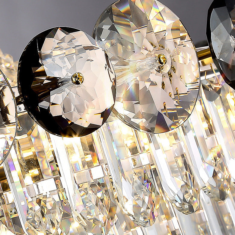 Modern Crystal Half Round Ball Iron Chandelier for Living Room, 8-24 Lights