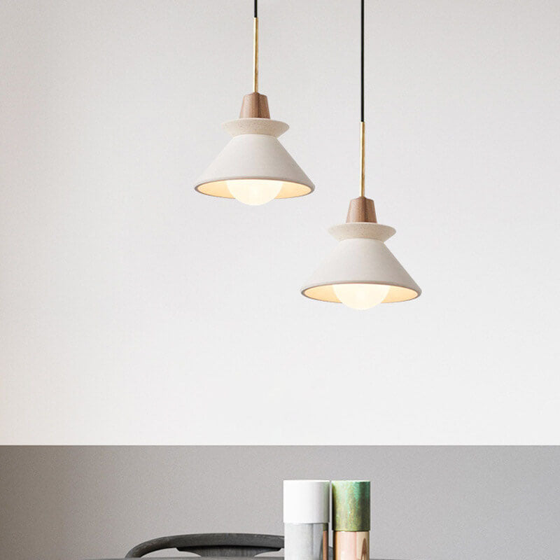 White Cement Nordic Minimalist Tapered Pendant Light for Modern Spaces
