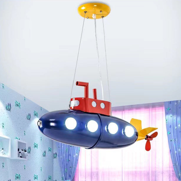 Colorful Cartoon Submarine LED Chandelier for Kids' Bedroom Decor