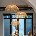 Modern Natural Bamboo Weaving 3-Light Chandelier for Living Room