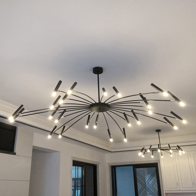 Modern Round Radioactive Iron Aluminum Chandelier for Living Room Lighting