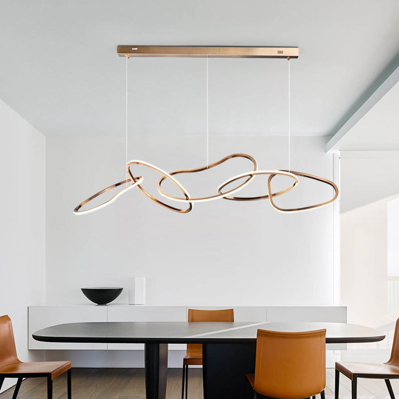 Modern Stainless Steel Round LED Chandelier for Dining Room Lighting