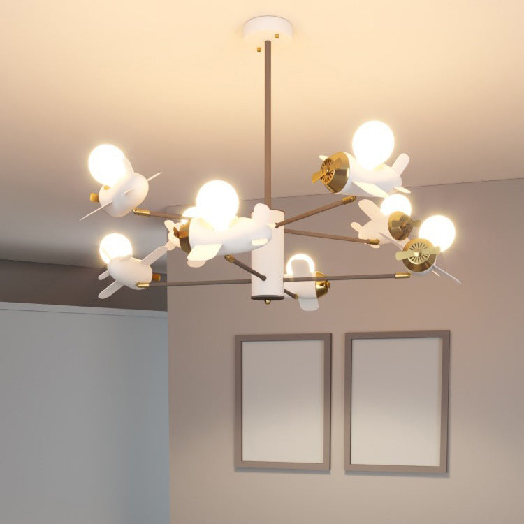 Colorful Cartoon Airplane LED Chandeliers for Kids' Bedroom Decor