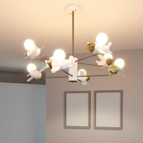Colorful Cartoon Airplane LED Chandeliers for Kids' Bedroom Decor
