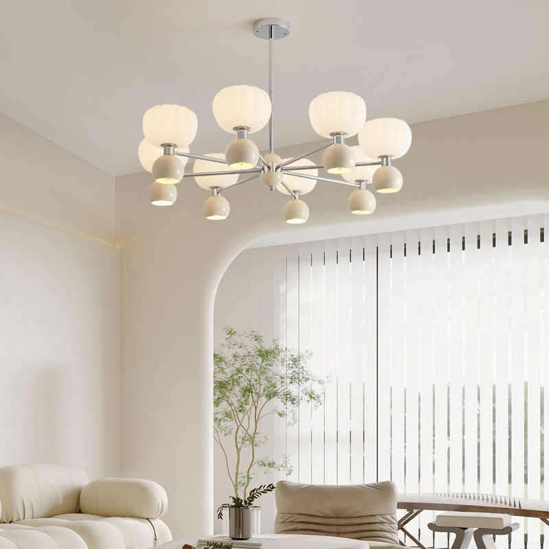 Rustic French Iron Frame Pumpkin Acrylic Chandelier for Living Room