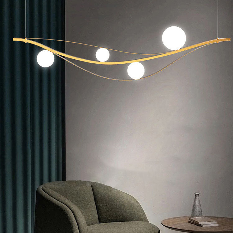 Nordic Style 4-Light Island Chandelier in Black Metal for Kitchen Diner
