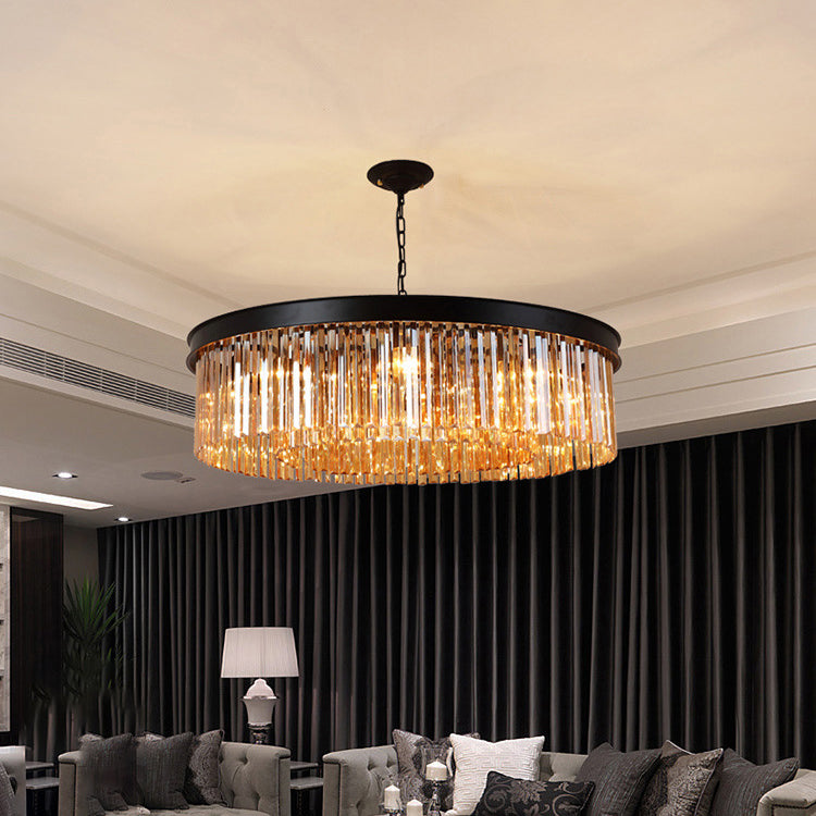 Modern Iron 8-Light Round Crystal Chandelier for Luxurious Living Room