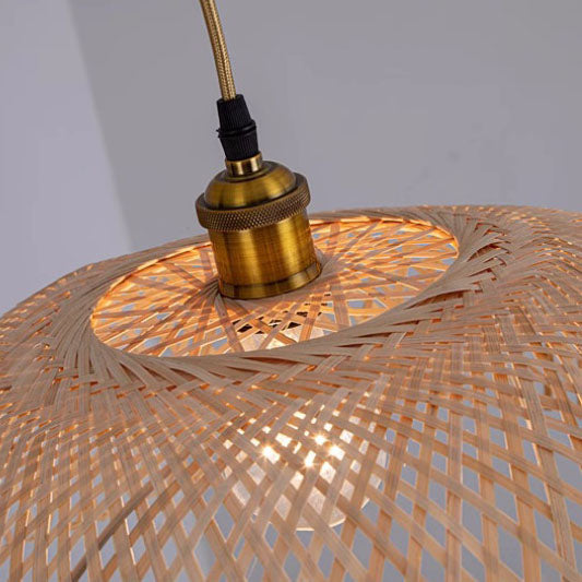 Modern Natural Bamboo Weaving 3-Light Chandelier for Living Room