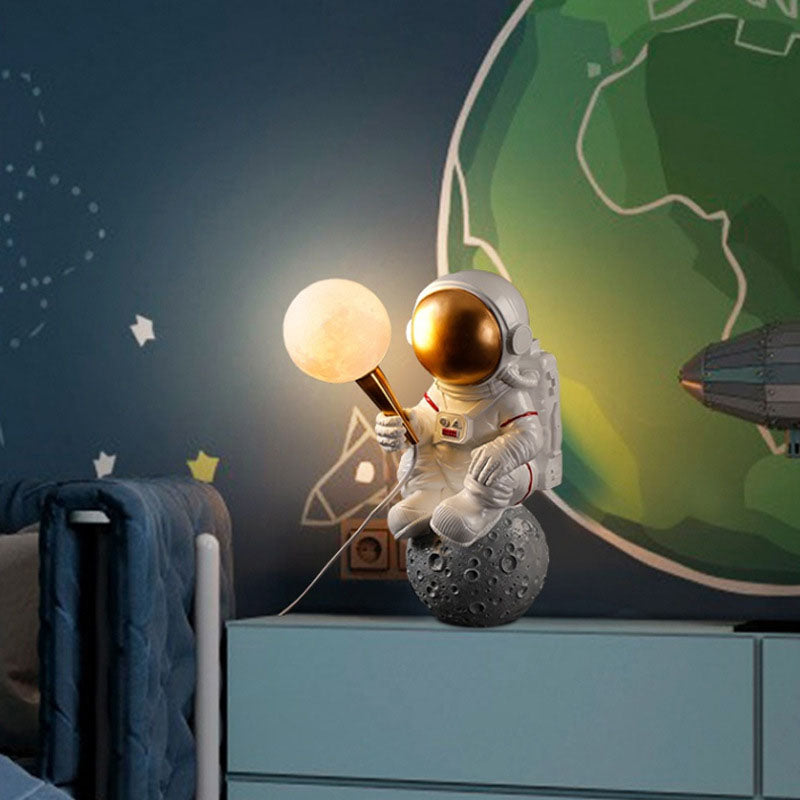 Modern Cartoon Astronaut Resin Wall Sconce Lamp for Kids' Bedroom