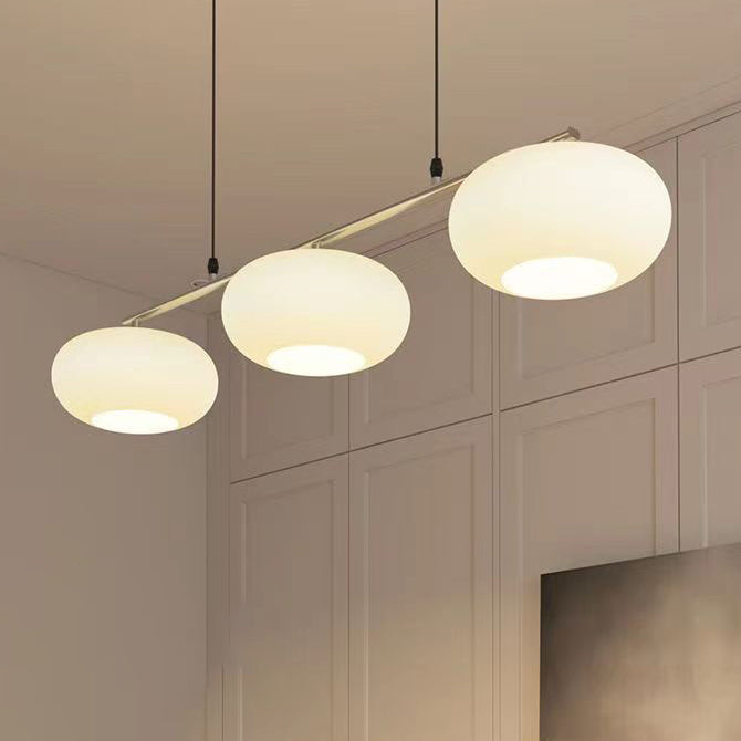 Modern Minimalist Persimmon Glass 3-Light Iron Chandelier for Dining Room