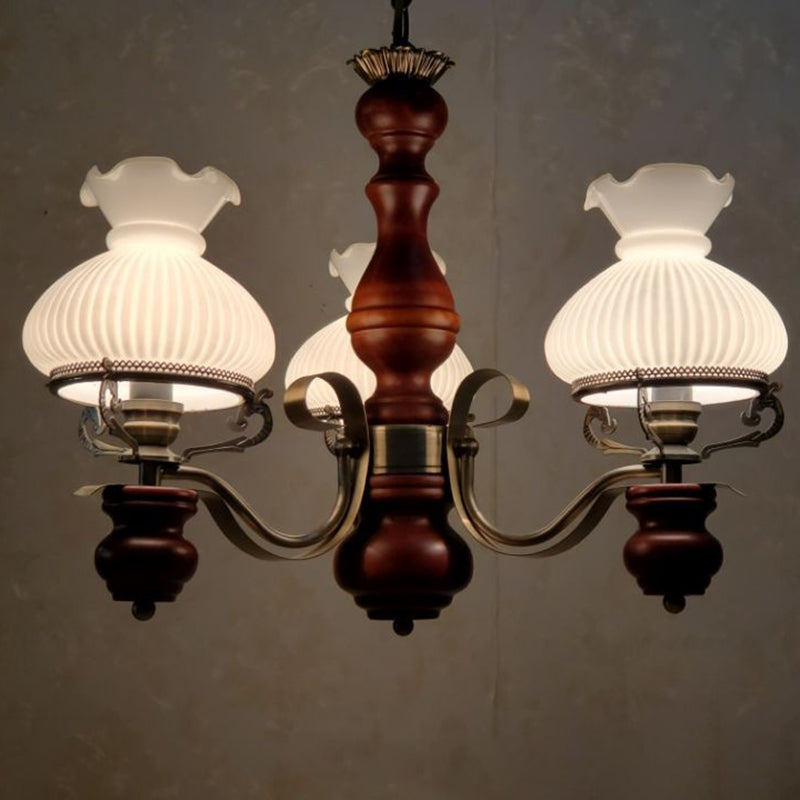 Rustic Iron and Wood 3-Light Candelabra Chandelier for Living Room