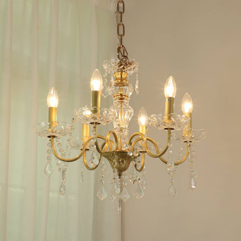 Elegant Brass and Crystal 5/6/8-Light French Candelabra Chandelier for Living Room
