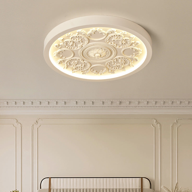 Sleek Black Iron & Resin LED Flush Mount Ceiling Light for Bedroom