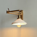 Elegant White Striped Glass 1-Light Walnut Wall Sconce for Modern Rooms