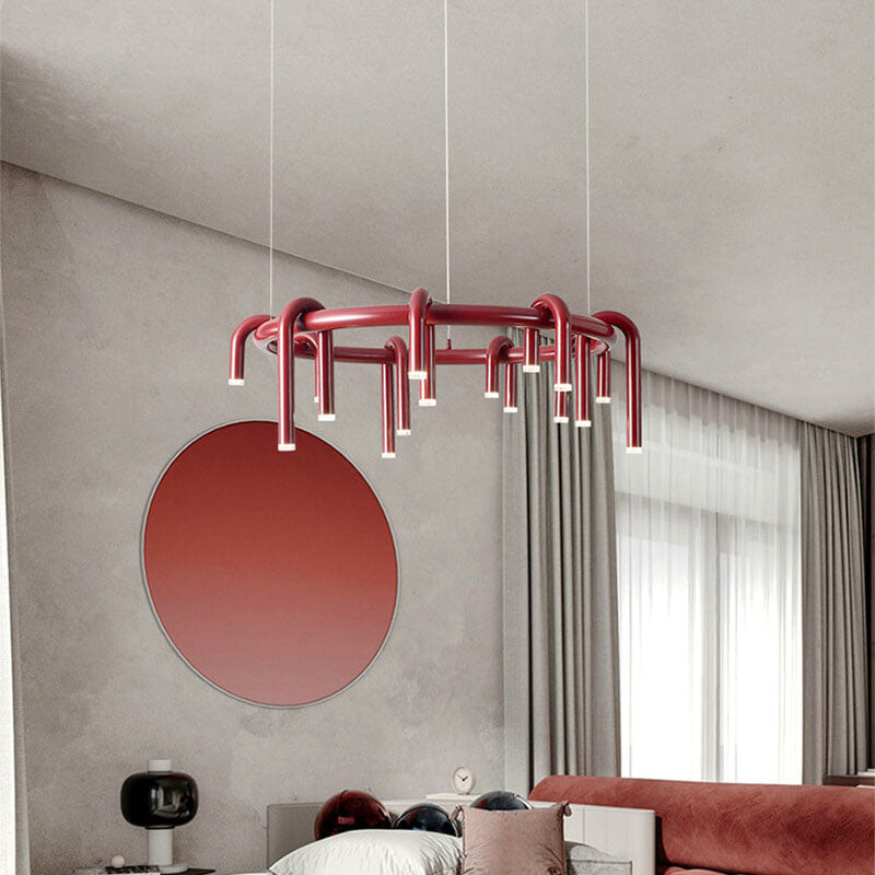 Modern Geometric Iron LED Chandelier for Stylish Living Room Decor