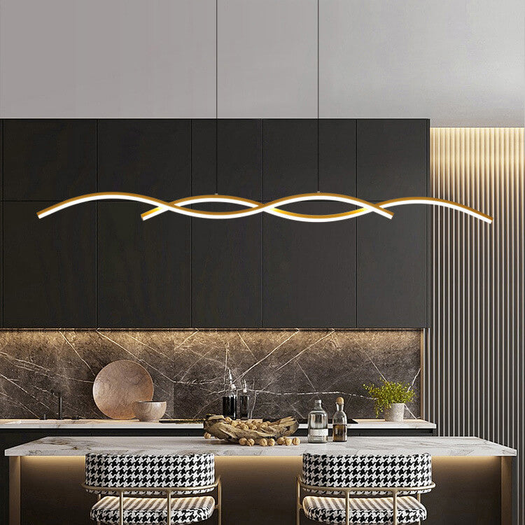 Nordic Minimalist LED Chandelier with Wave Design for Dining Room
